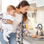 working mom and baby