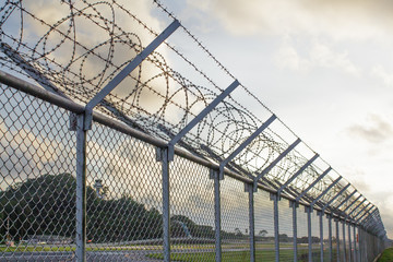 barbed wire fence at jail